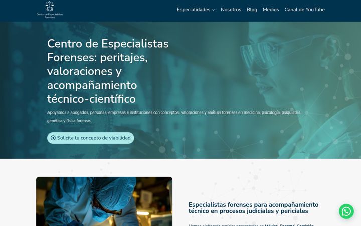 Screenshot of centrodeespecialistasforenses.com