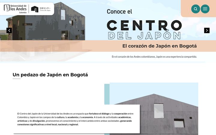 Snímek obrazovky centrodeljapon.uniandes.edu.co