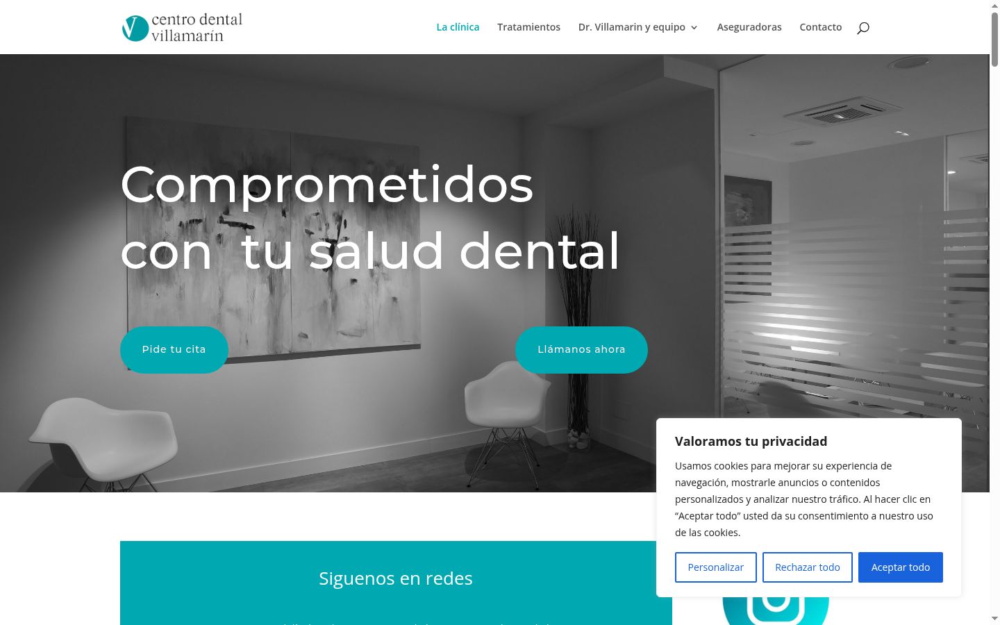 Captura de ecrã do banner de consentimento apresentado antes de qualquer interação