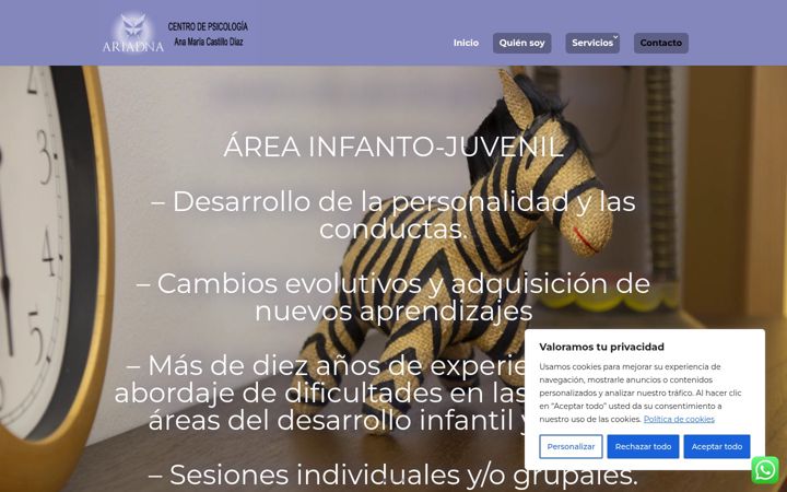 Screenshot of centrodepsicologiaariadna.com
