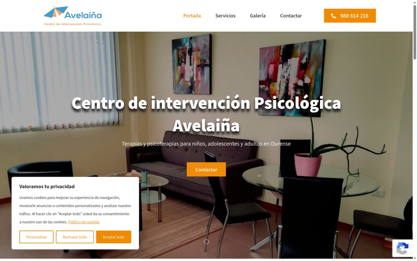 Captura de ecrã do banner de consentimento apresentado antes de qualquer interação