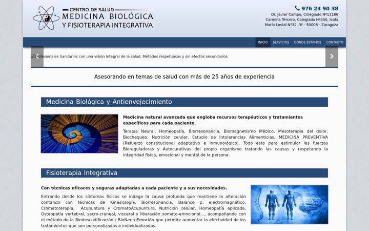 Captura de ecrã de centrodesaludbiologica.es