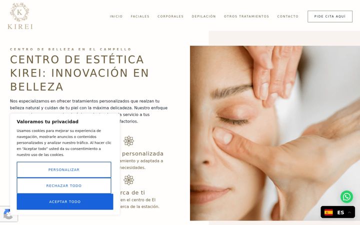 Captura de ecrã de centrodesteticakirei.es