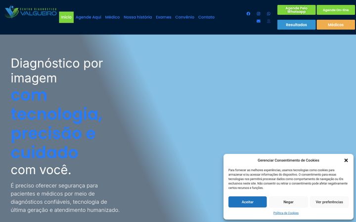 Captură de ecran a centrodiagnosticovalgueiro.com.br