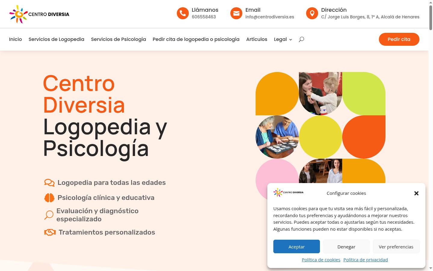 Captura de pantalla del banner de consentimiento mostrado antes de cualquier interacción