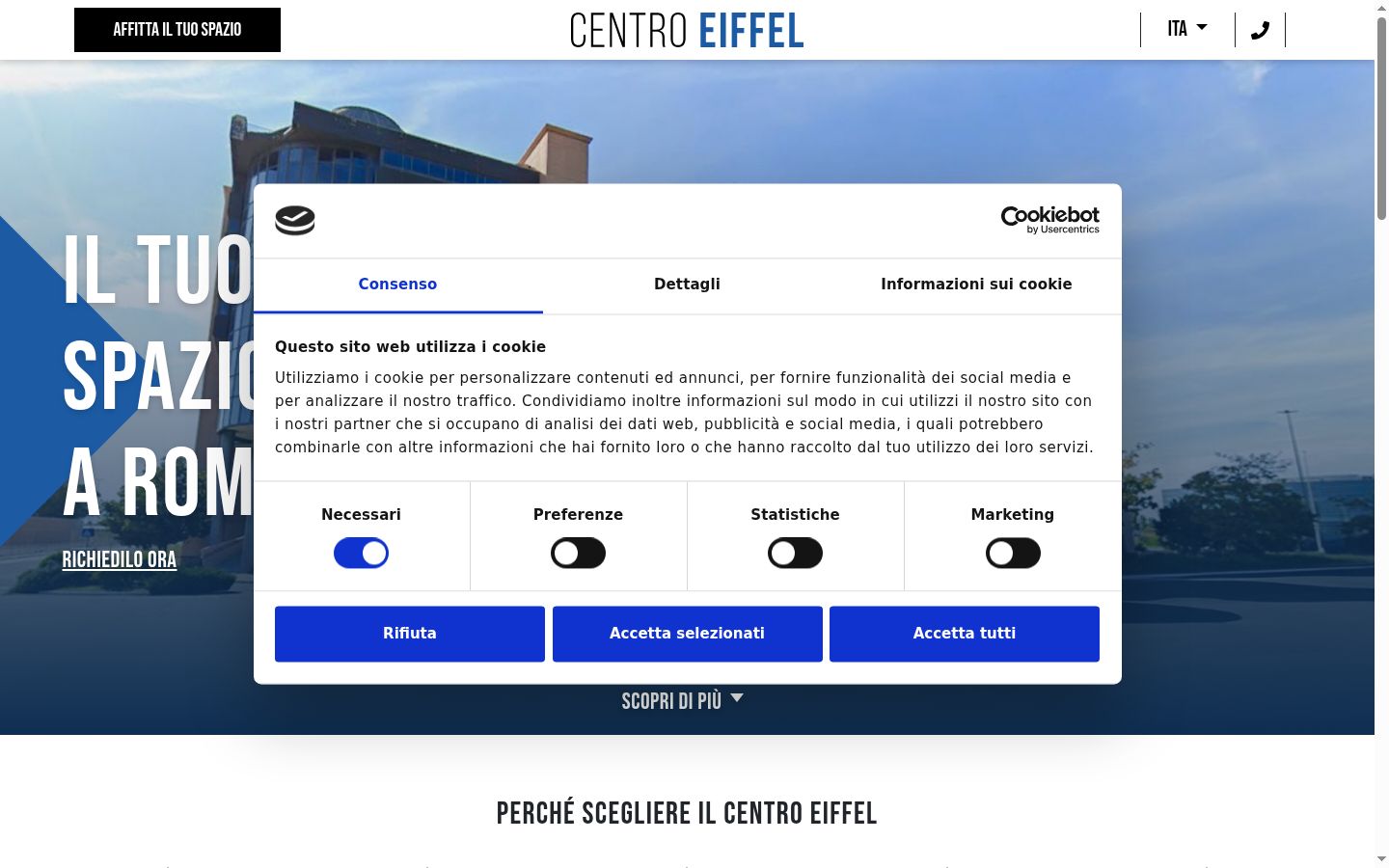 Captură de ecran a bannerului de consimțământ afișat înainte de orice interacțiune