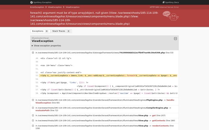 Screenshot of centroesofagohsr.it