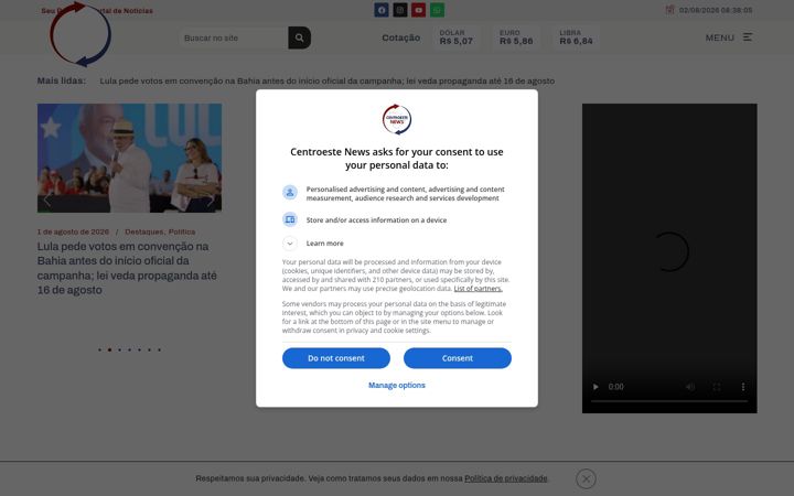 Screenshot of centroestenews.com.br