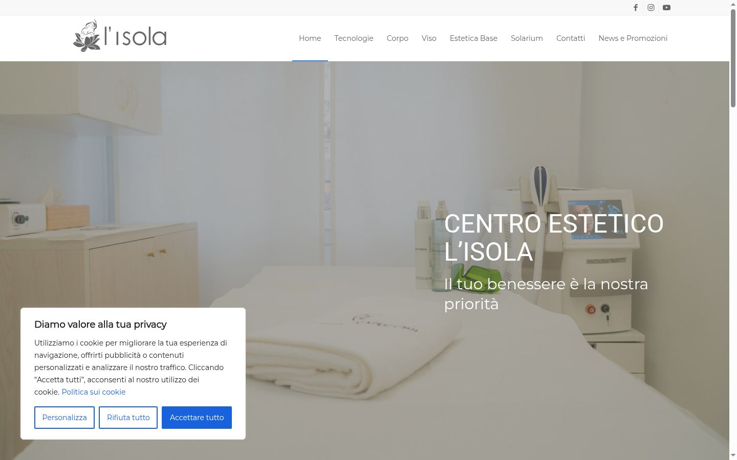 Screenshot del banner di consenso mostrato prima di qualsiasi interazione