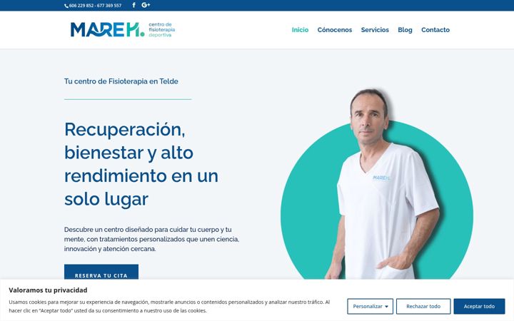 Captura de ecrã de centrofisioterapiamare.es