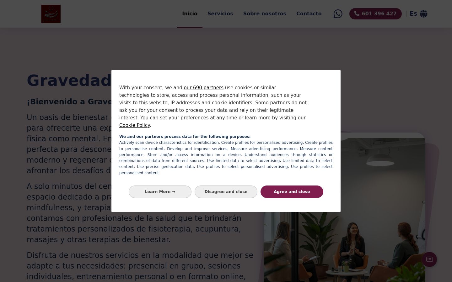 Screenshot del banner di consenso mostrato prima di qualsiasi interazione