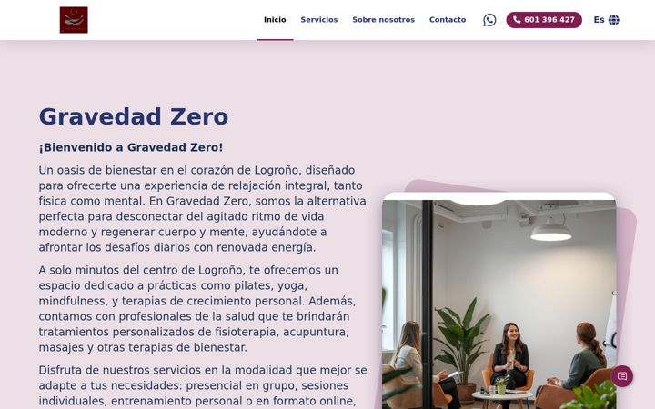 Kuvakaappaus sivustosta centrogravedadzero.com.es
