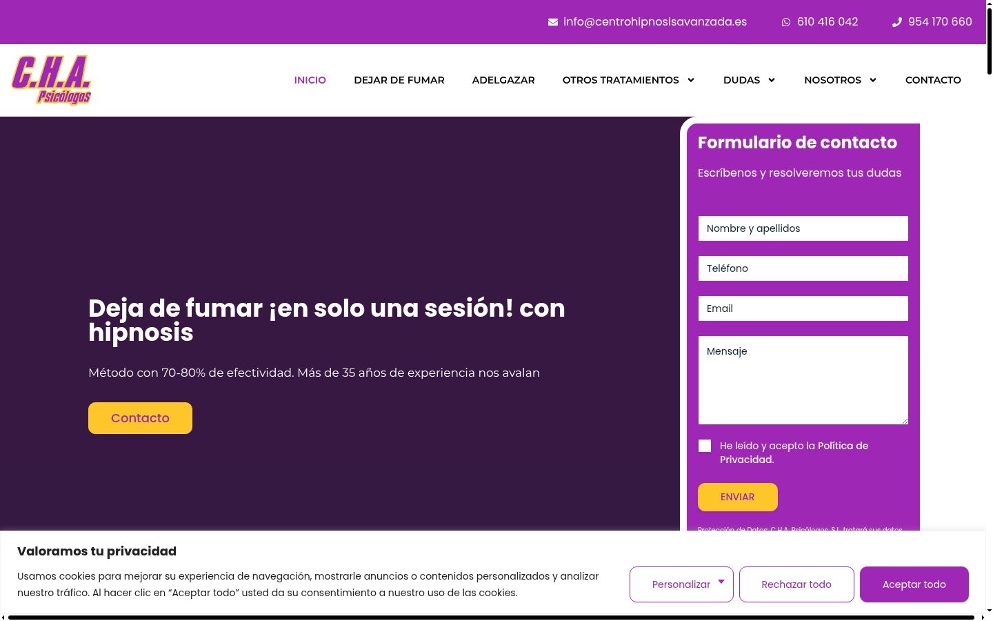 Captura de ecrã do banner de consentimento apresentado antes de qualquer interação