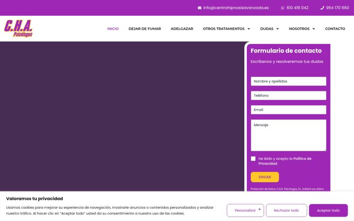 Captura de ecrã de centrohipnosisavanzada.es