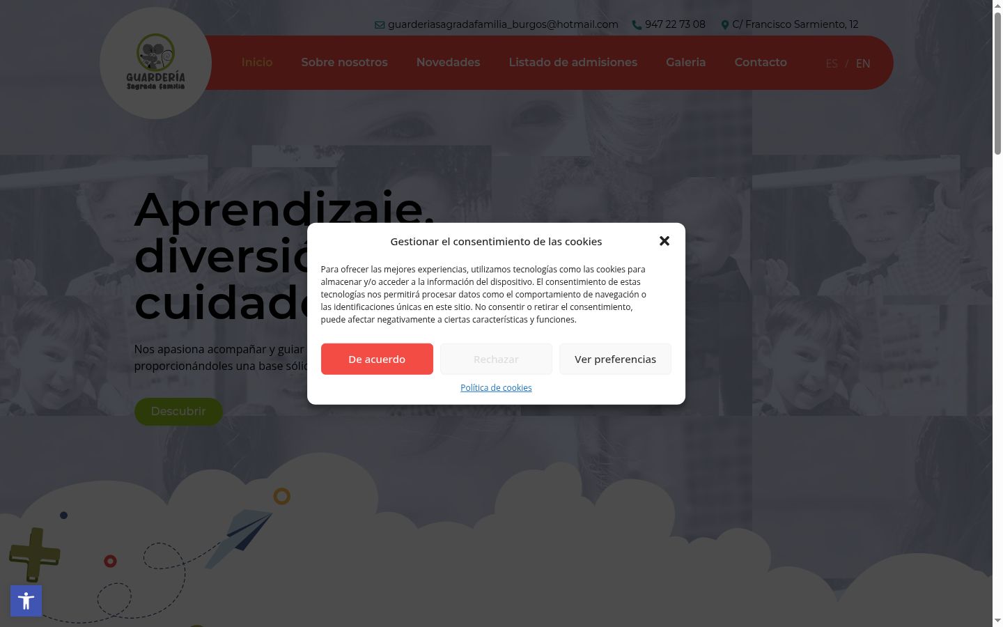 Screenshot of the consent banner shown before any interaction