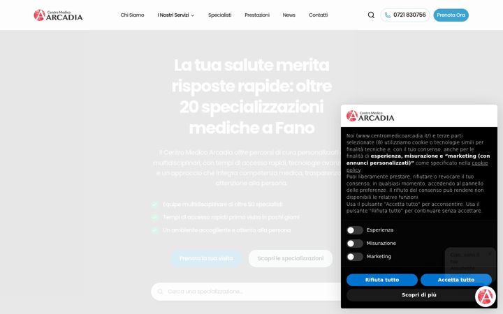 Screenshot of centromedicoarcadia.it