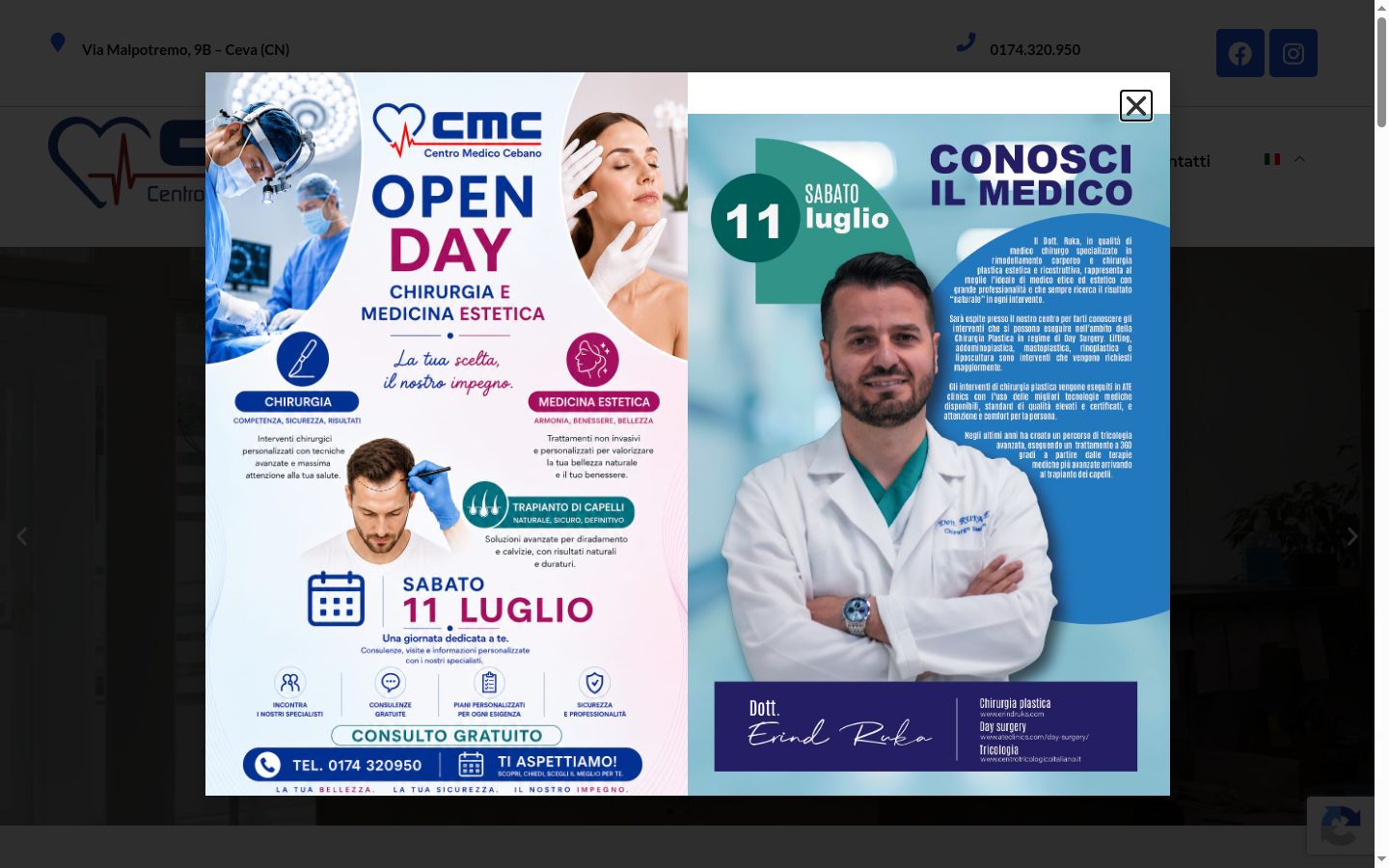 Screenshot del banner di consenso mostrato prima di qualsiasi interazione