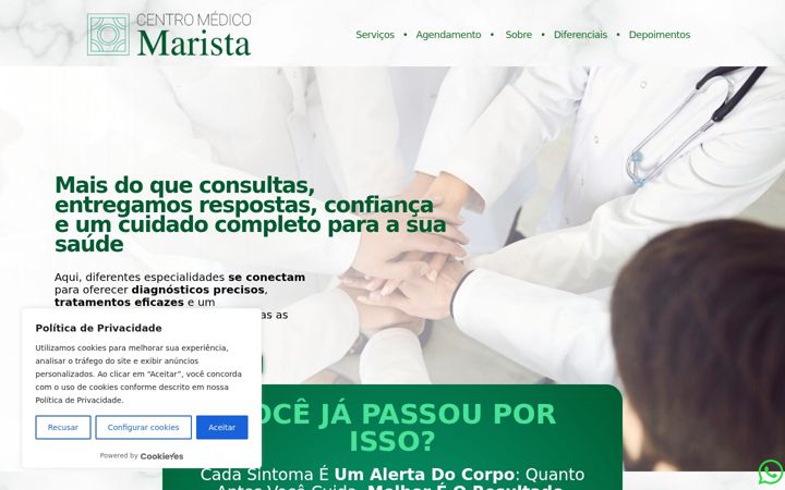 Screenshot stránky centromedicomarista.com.br