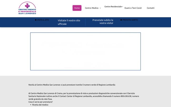 Screenshot of centromedicoresidenzialesanlorenzocrema.it