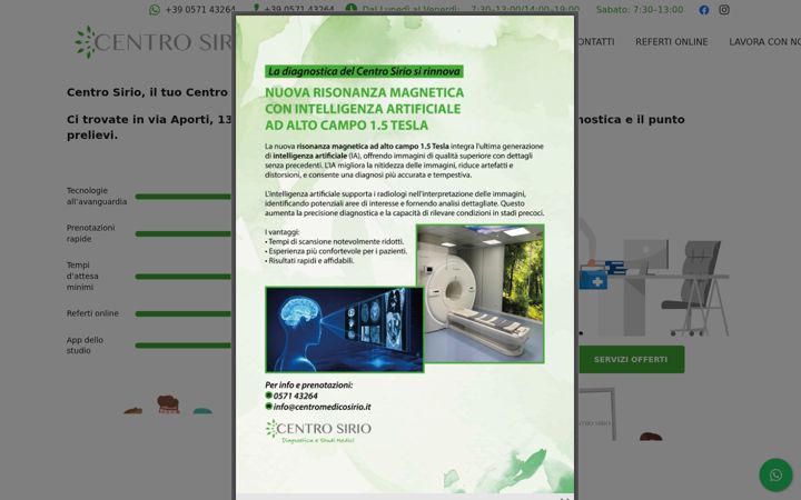 Skærmbillede af centromedicosirio.it