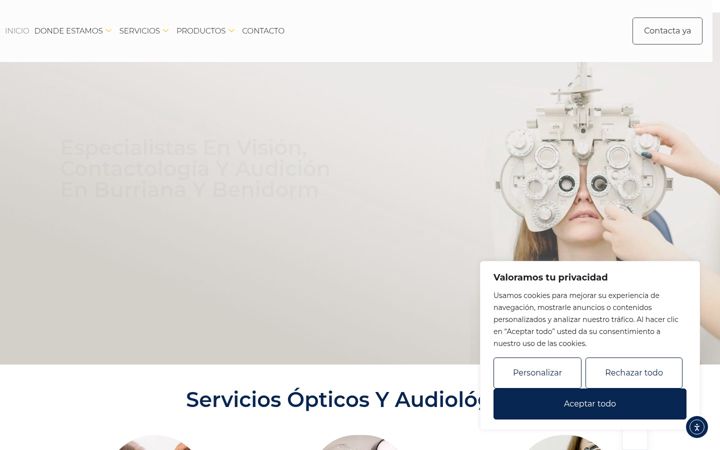 Screenshot of centroopticoaudiologicoburriana.com