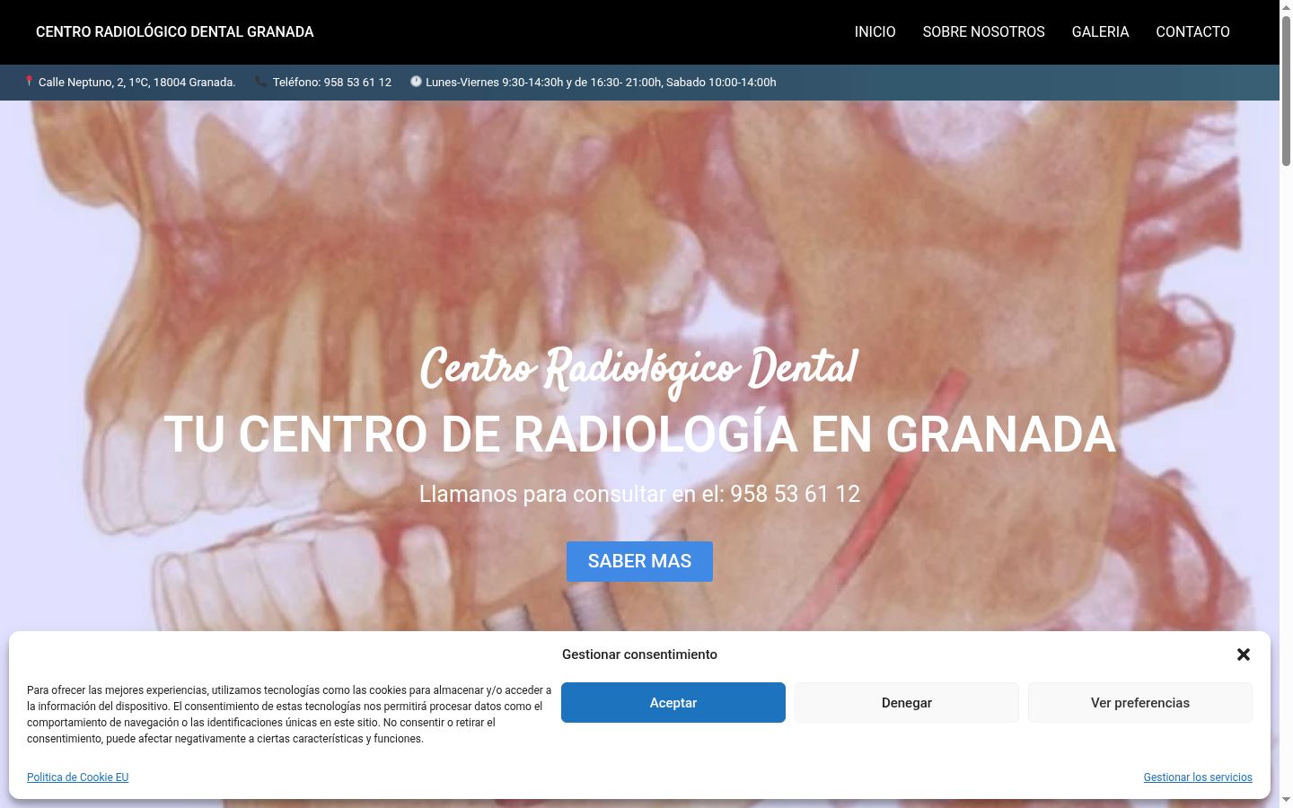 Screenshot del banner di consenso mostrato prima di qualsiasi interazione