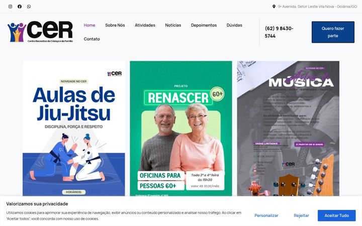 Screenshot stránky centrorecreativocer.com.br