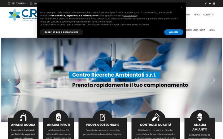 Screenshot of centroricercheambientalisrl.it