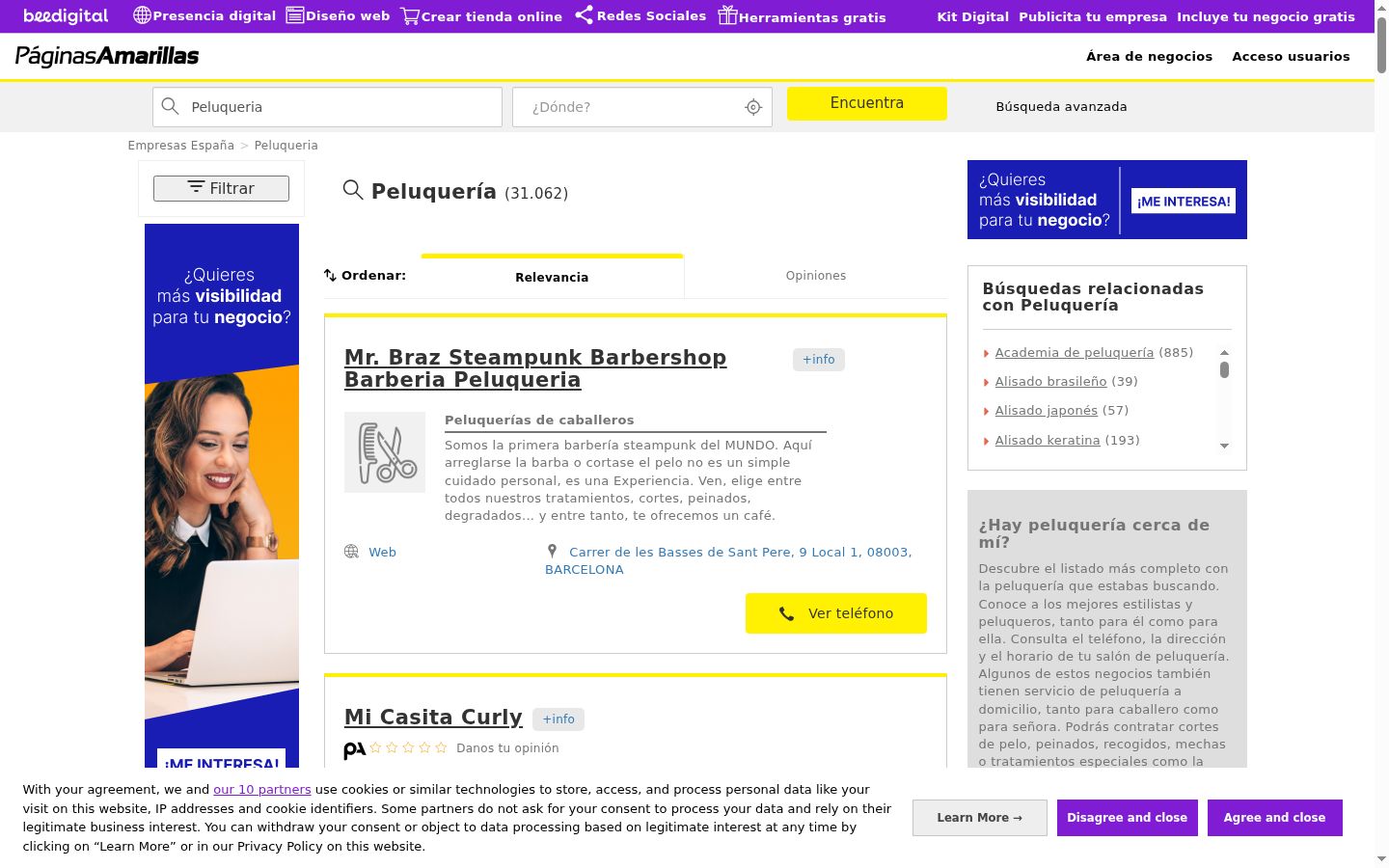 Ekrānuzņēmums ar piekrišanas baneri, kas tika rādīts pirms jebkādas mijiedarbības