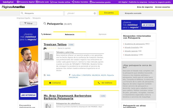 Ekrānuzņēmums no centros-peluquerias.es