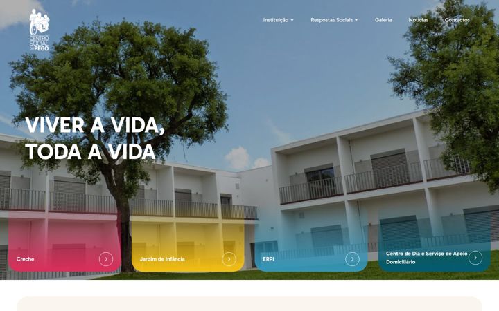 Captura de ecrã de centrosocialpego.pt