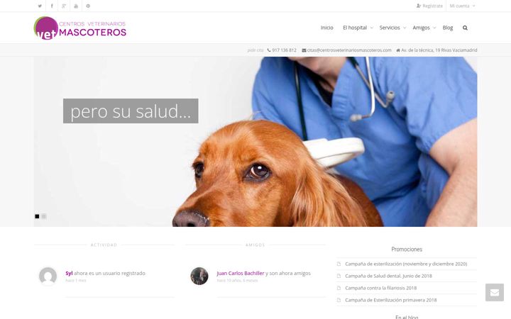 Screenshot of centrosveterinariosmascoteros.com