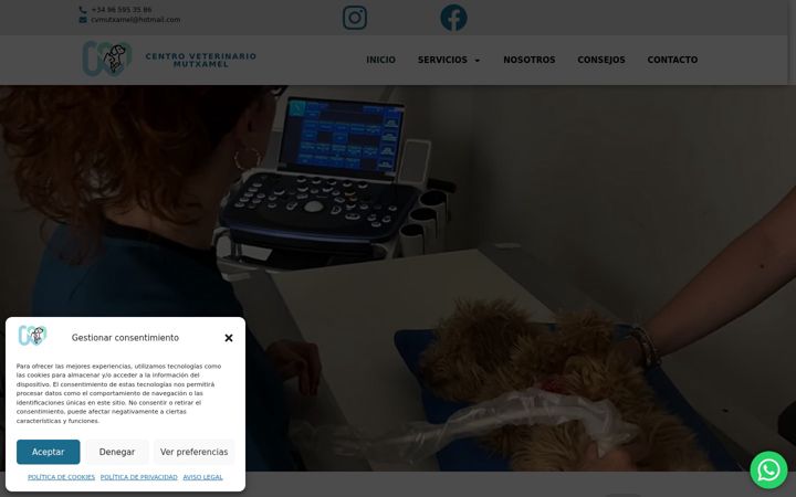 Screenshot of centroveterinariomutxamel.com