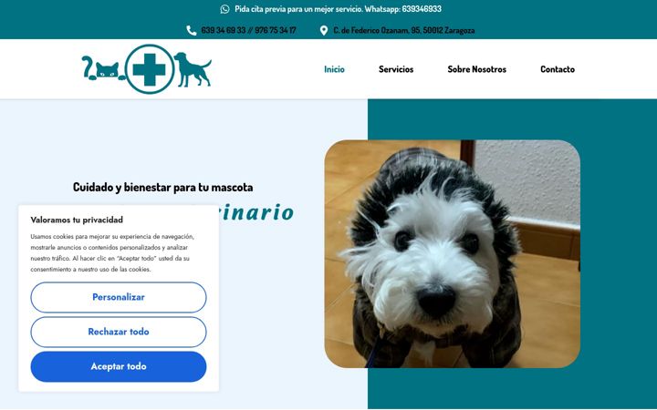 Screenshot of centroveterinariovaldefierro.com