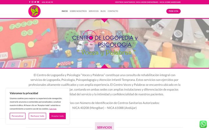 Screenshot of centrovocesypalabras.com
