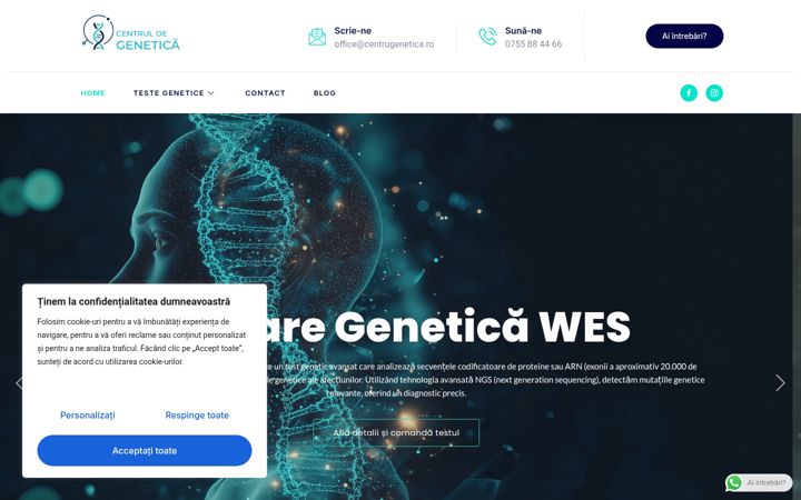Captura de ecrã de centrugenetica.ro