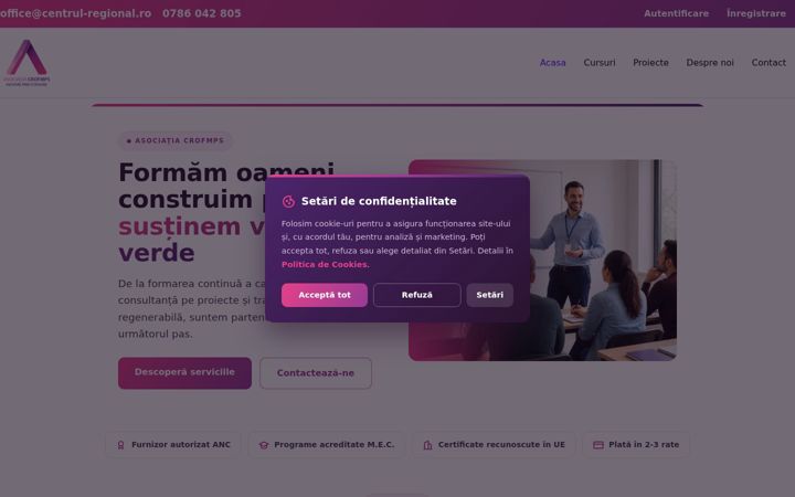 Captura de ecrã de centrul-regional.ro