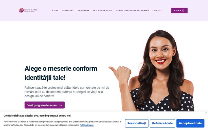 Captura de ecrã de centruldecariera.ro