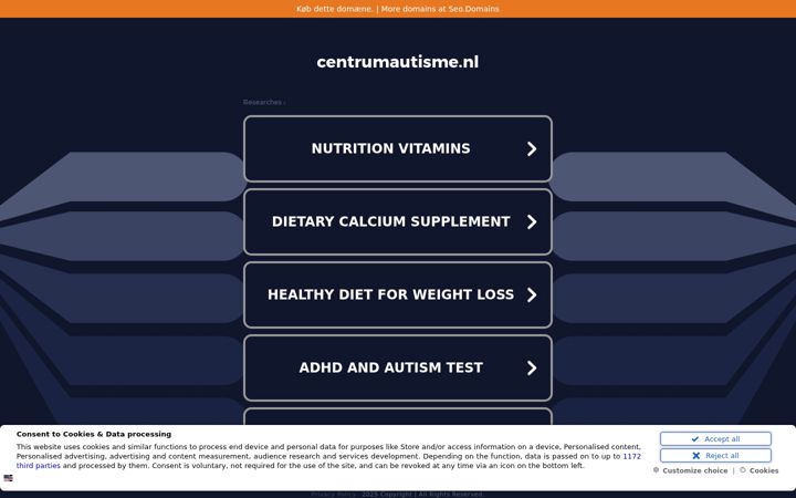 Captură de ecran a centrumautisme.nl