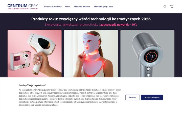 Captură de ecran a centrumcery.pl
