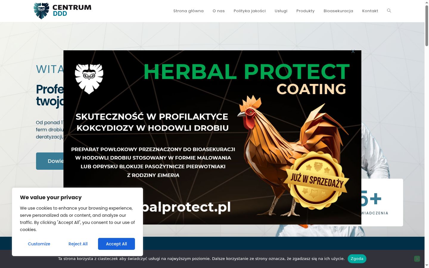 Zrzut ekranu banera zgody wyświetlanego przed jakąkolwiek interakcją