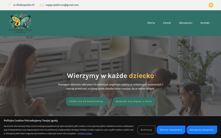 Captură de ecran a centrumdiagnozyspektrum.pl