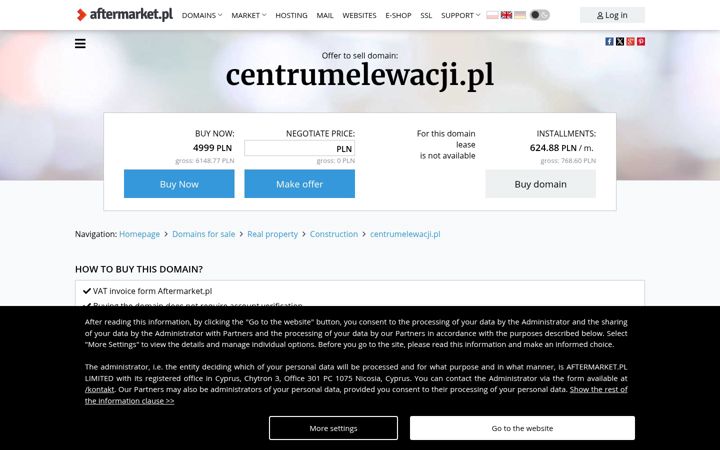 Екранна снимка на centrumelewacji.pl