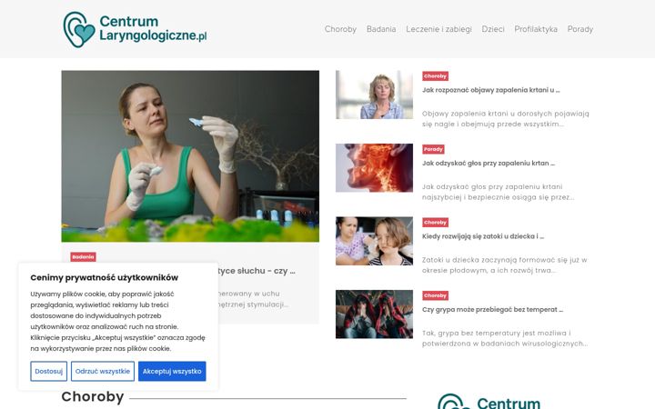 Captură de ecran a centrumlaryngologiczne.pl