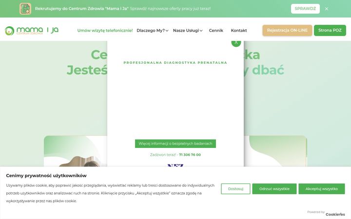 Captură de ecran a centrummamaija.pl