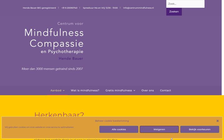 Captură de ecran a centrummindfulness.nl