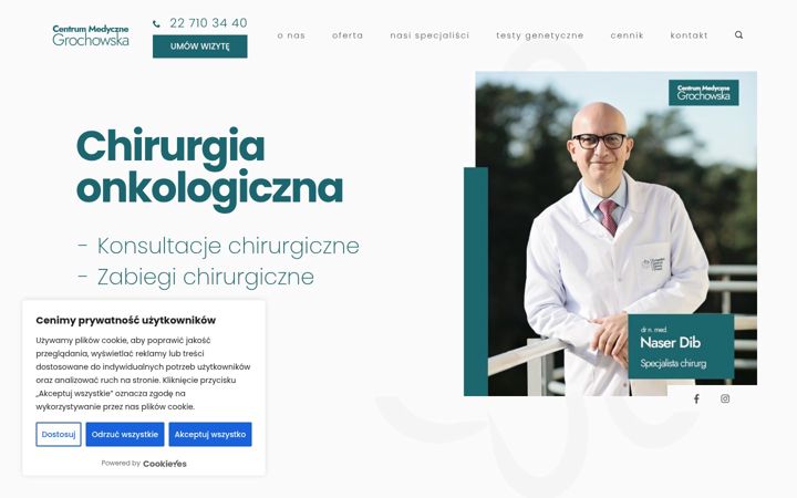 Captură de ecran a centrumnowoczesnejonkologii.pl