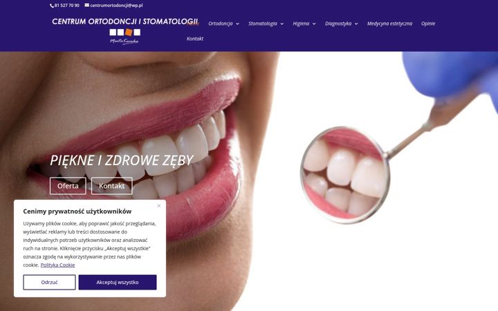 Captură de ecran a centrumortodoncji.com.pl