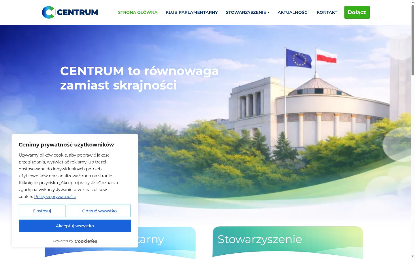 Screenshot of the consent banner shown before any interaction