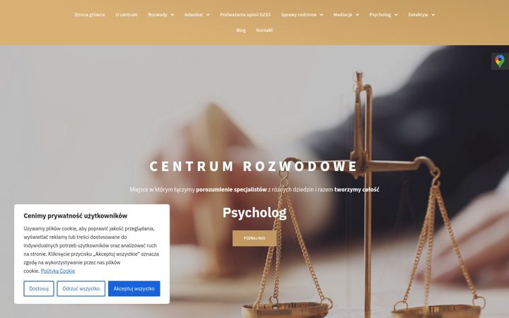 Screenshot stránky centrumrozwodoweck.pl